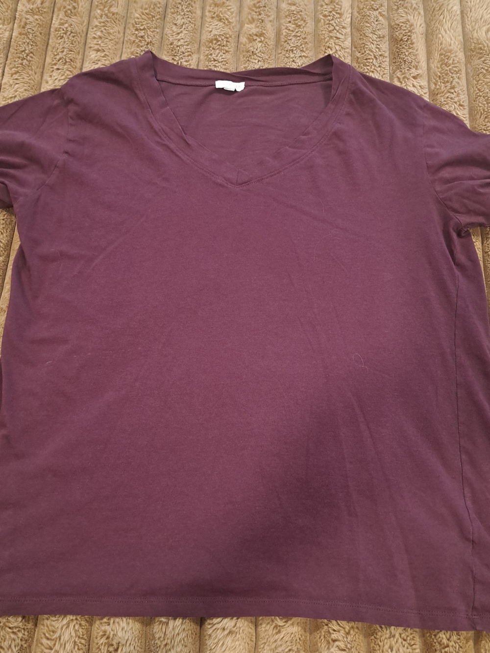 LOANNA Women's Plus Comfy Fit Short Sleeve V-Neck Top Burgundy Size 2X